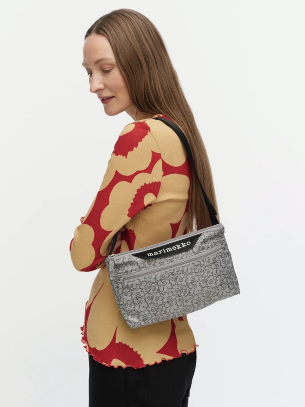 NWT Marimekko Neat Crossbody Small Shoulder Bag - Grey & Black